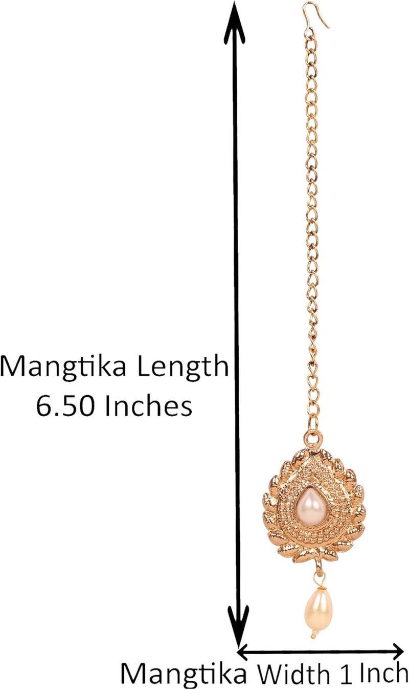 Touchstone maang Tikka Indian Head Jewelry Women Hair Accessories Gold Headpiece Forehead mangtika Bollywood Simple kundan Wedding Dainty Chain Bridal tikli borla Filigree netthi chutti - Image 3